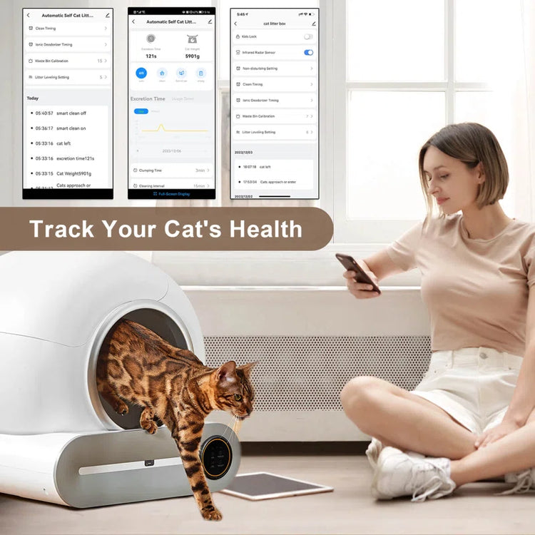 New Automatic Cat Litter Box for 1-3 Cats, Smart Self-Cleaning Litter Box for Kittens, App-Controlled Kitty Litter Box, Advanced Odor Control & Waste Disposal System, Easy to Use for Multiple Cats & Hassle-Free Maintenance