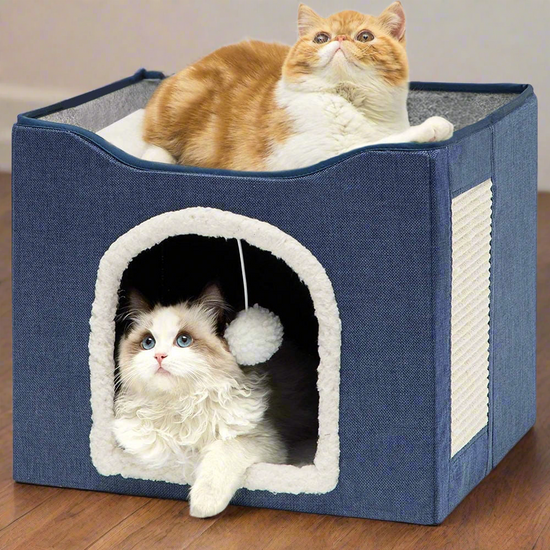 LuverPaws | Large Cat Cave with Fluffy Ball