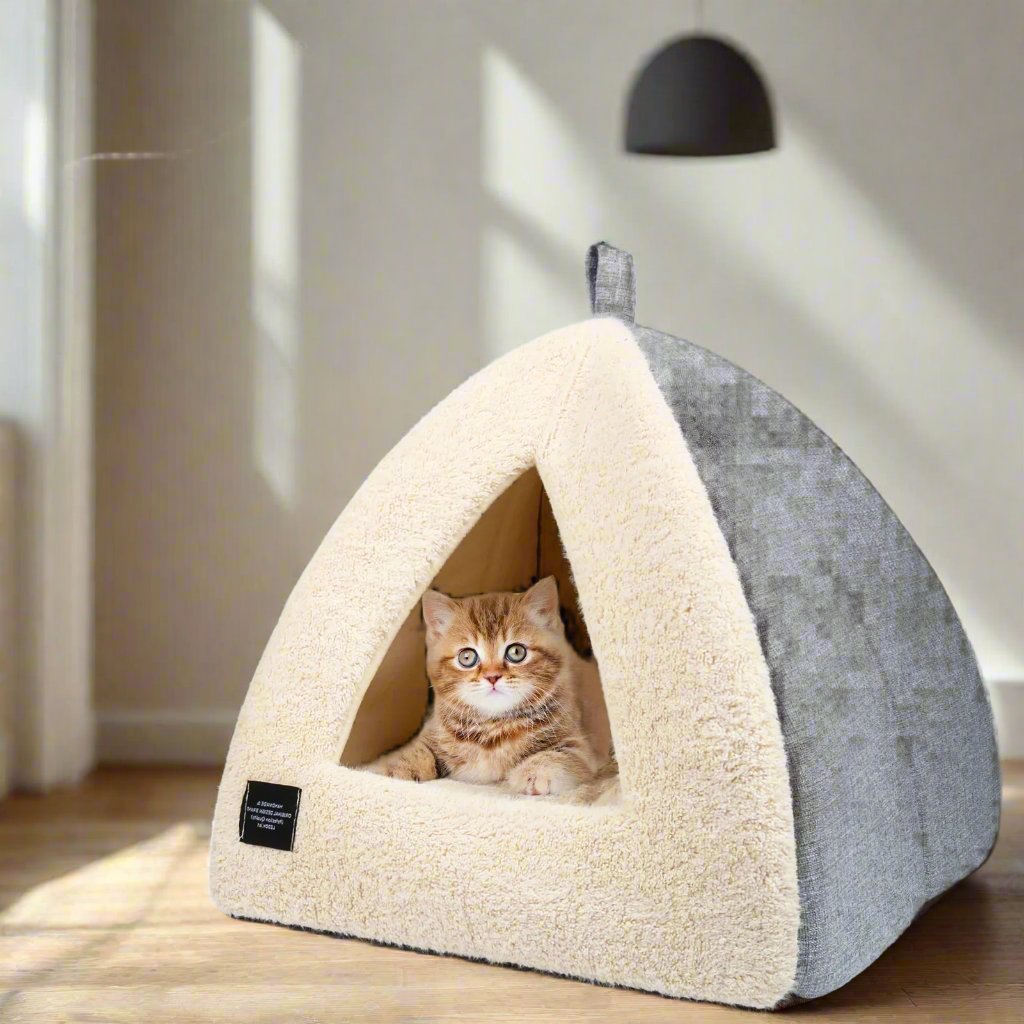 Cat Bed for Indoor Cats - Pet Cave Bed Cat Cave Bed Cat House Cat Tent with Removable Washable Cushioned Pillow, Soft and Self Warming Kitten Beds & Furniture, Pet Bed